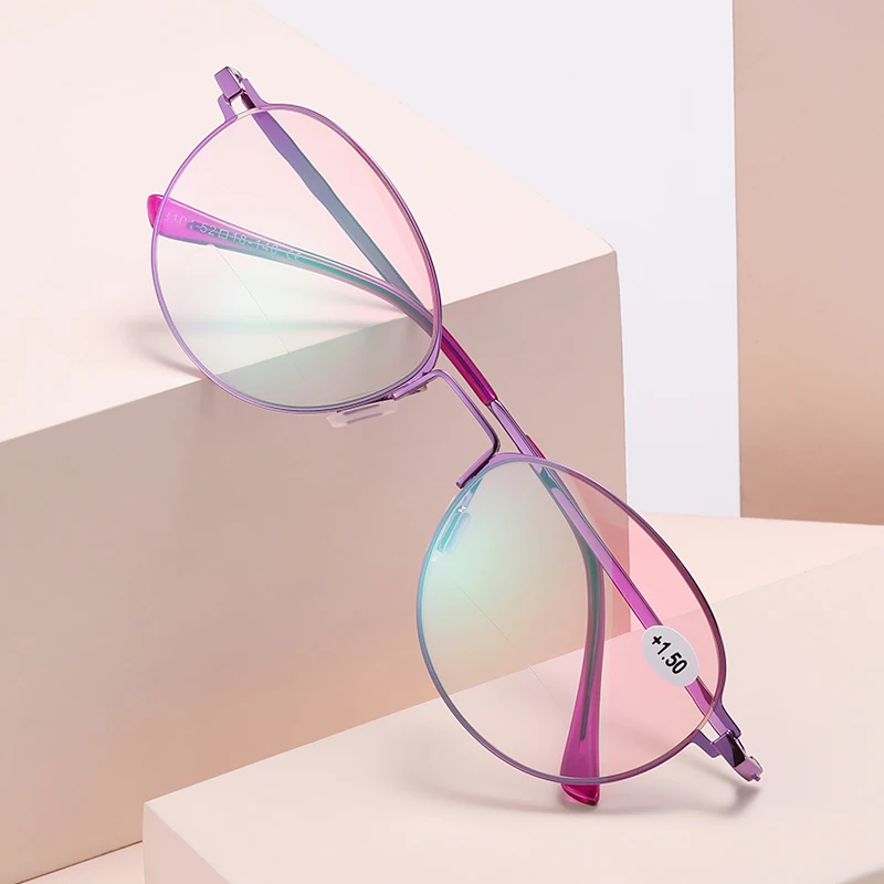 Очки для чтения с защитой от синего света женские элегантные фиолетовые бифокальные очки оптовая продажа очки для пожилых людей