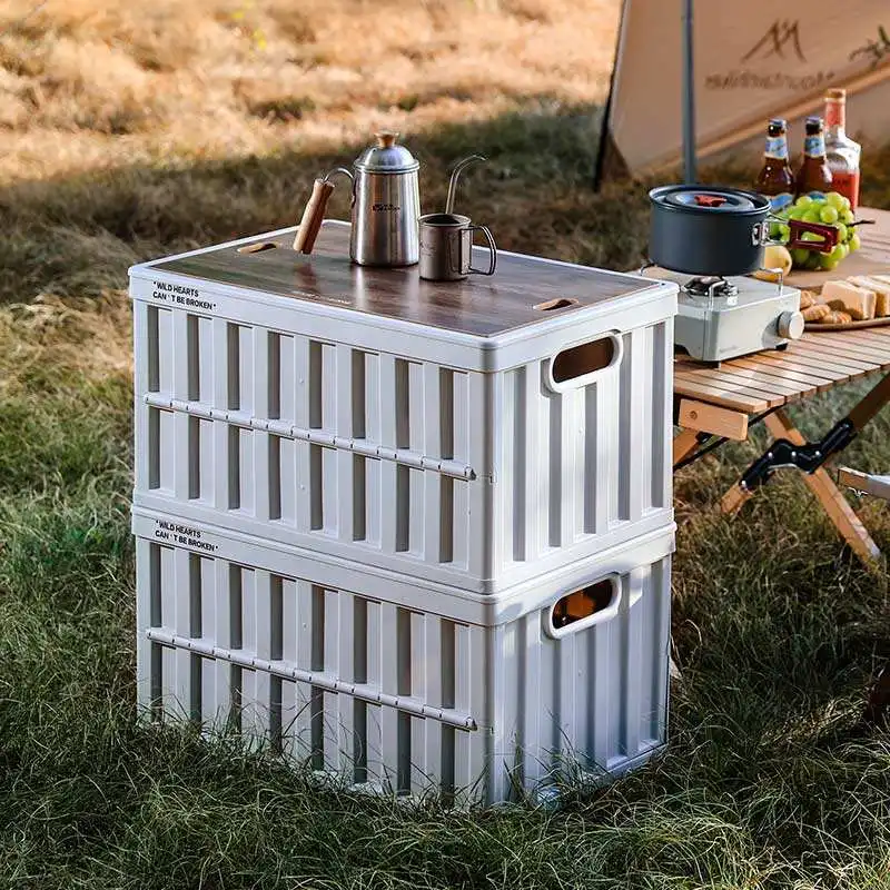 Large Capacity Multifunctional Clamshell Folding Storage Box Outdoor Folding Trolley-upgraded Version Storage Boxes Bins