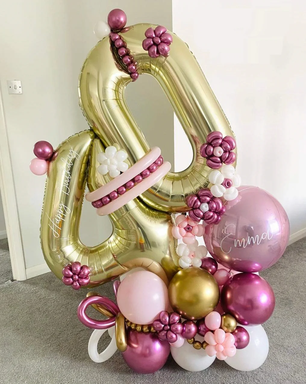 White Gold Birthday Party Decorations Happy Birthday Foil Number Shape Balloons 40 Inch