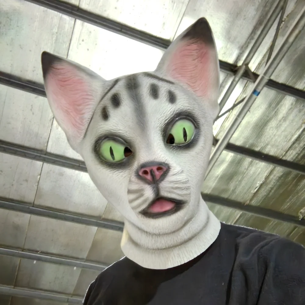 1pc Funny Halloween Animal Latex Masks Cat Full Face Mask Adult Head Cosplay Costume Halloween Props Masquerade Party Mask