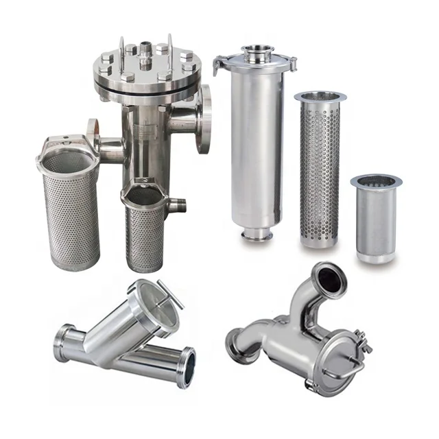 industrial stainless steel hygienic sanitary tri clamp food grade juice y type duplex basket ss316 milk wine inline strainer