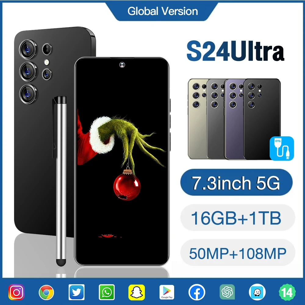 Best selling Global 5G S24 Ultra Phone Global Version Mobile Phone Cheap 16GB+1TB Android 13 Cellphones Unlocked Smartphone