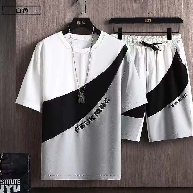 Direct Delivery In Stock Summer Tracksuit Sets Short Sleeve T-shirt Shorts Set Casual Sports Suit For Men