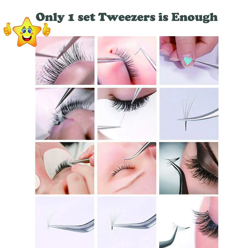 Набор пинцетов для наращивания ресниц 5 шт. в 1