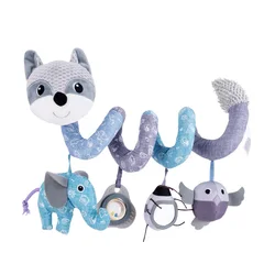 Soft Plush Hanging Spiral Rattles Infant Crib Mobile Bed Stroller Cartoon Animal Fox Toys Sound Paper Baby Early Educational Toy