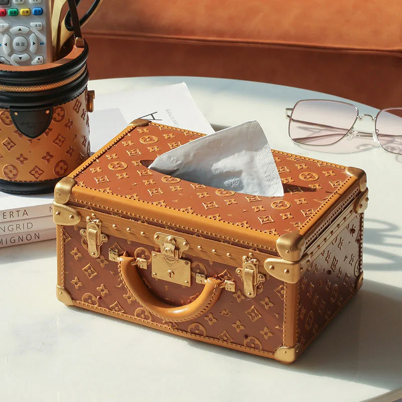 Rectangular resin Tissue Box Cover luxury Elegant Design brown storage box Paper Napkin Holder for table Toilet Bath