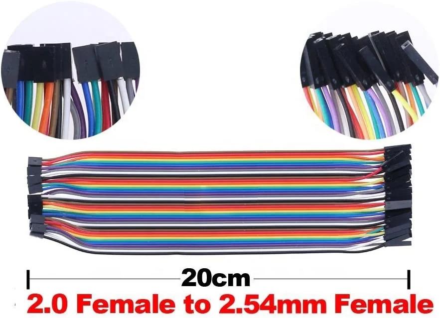 Gold Plated pin Dupont Wire Jumper Cable (8inch) 2.54mm Soft Flexible Silicone Test Leads for Electrical Testing 6 Colors