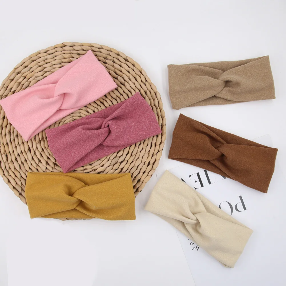 Hot Sale Multicolour Bowknot Bandanas Cashmere Hair Ribbons Knotted Hair Ornaments Headdress for Kids Children