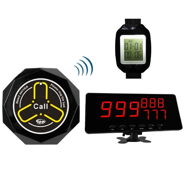 Restaurant wireless waiter call system with round service call buttons