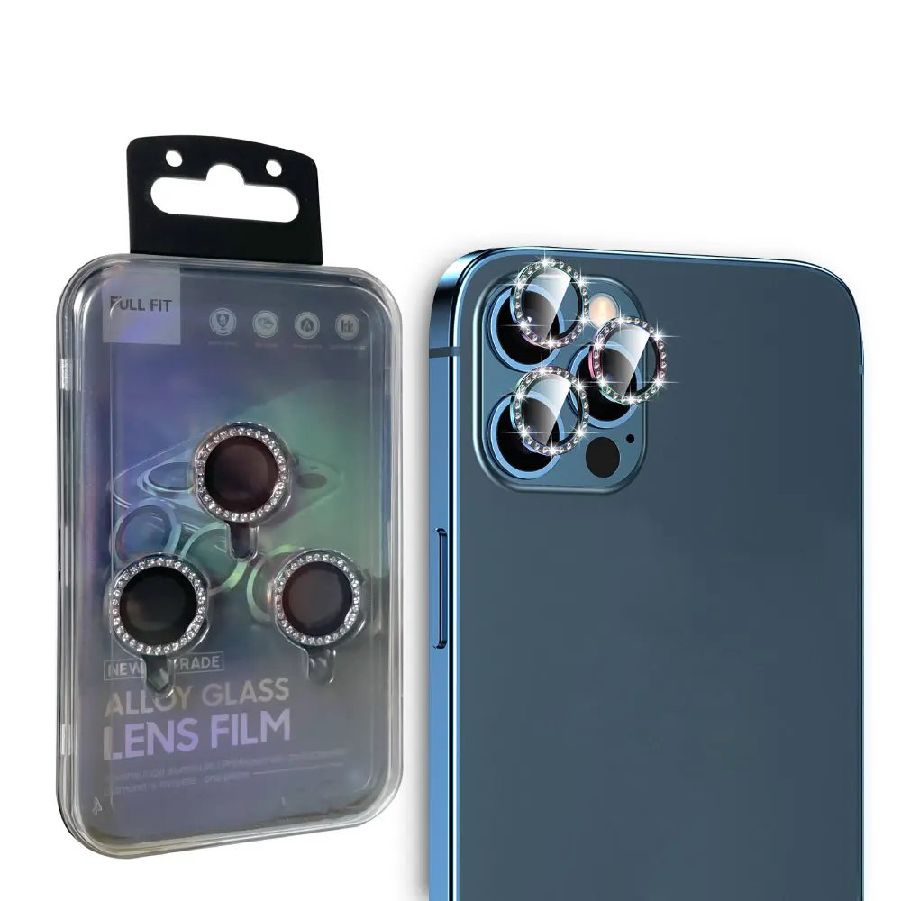 Anti Broken Luxury Metal Diamond Glass Film For  IP  12 Pro Max Camera Lens Protector