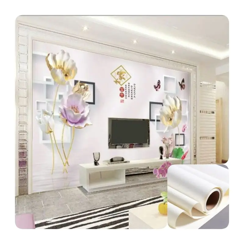 Hot selling modern living room creative art home decor 3d sticker pvc wall paper roll mural wallpaper
