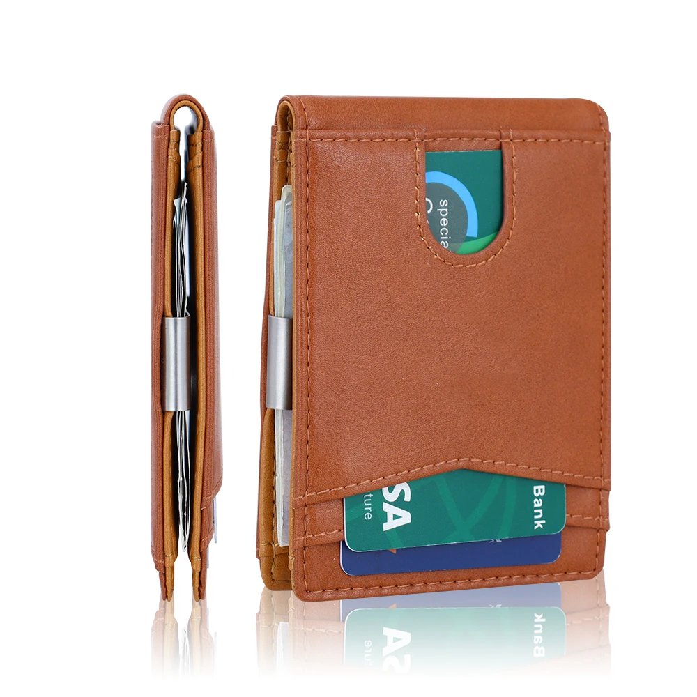 Slim Wallet for Men RFID Blocking ID Window Bifold Minimalist Front Pocket Mens Wallet with Money Clip Thin Gift Box