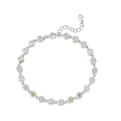 925 sterling silver tennis bracelet jewelry zircon multi colored stone bracelet for women