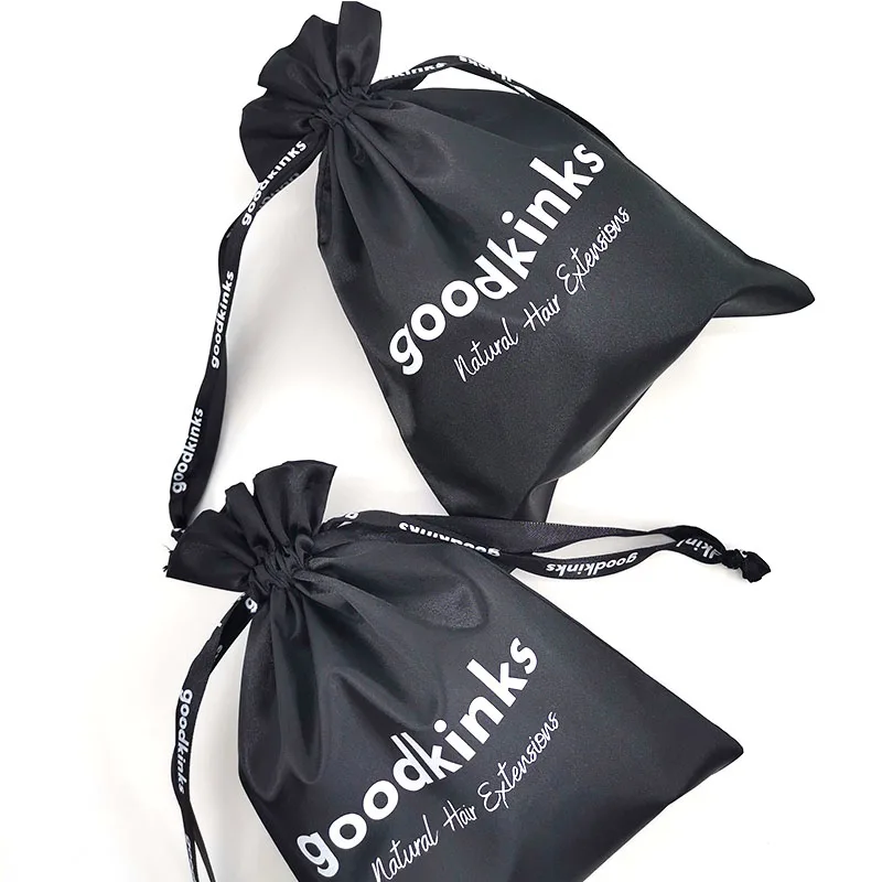 Silk Extension Packaging Satin Hair Bag for Makeup Cosmetics Jewelry Textile Packaging Beauty Products Bag
