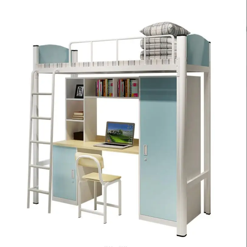 Multifunctional School Loft Bunk Bed Single Bed with Cabinet Wooden Desk for Adult Users desk bookcase integrated combination