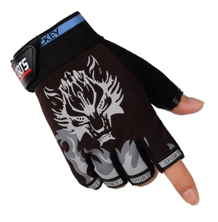High Quality Unisex Non-slip Summer Half Finger Gloves Cycling Sun Protection Printed Labor Protection Half Gloves