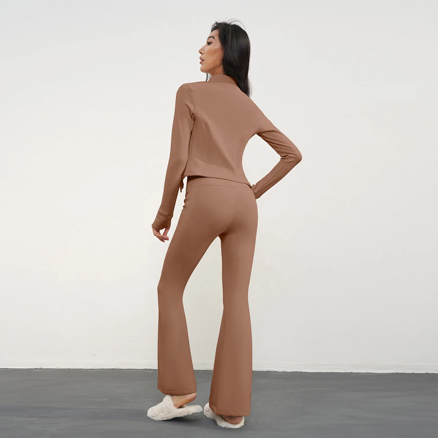 Fleece High Waist Leggings Yoga Fitness Sets Winter Gym Suits Oem Sports Women Jackets Clothing