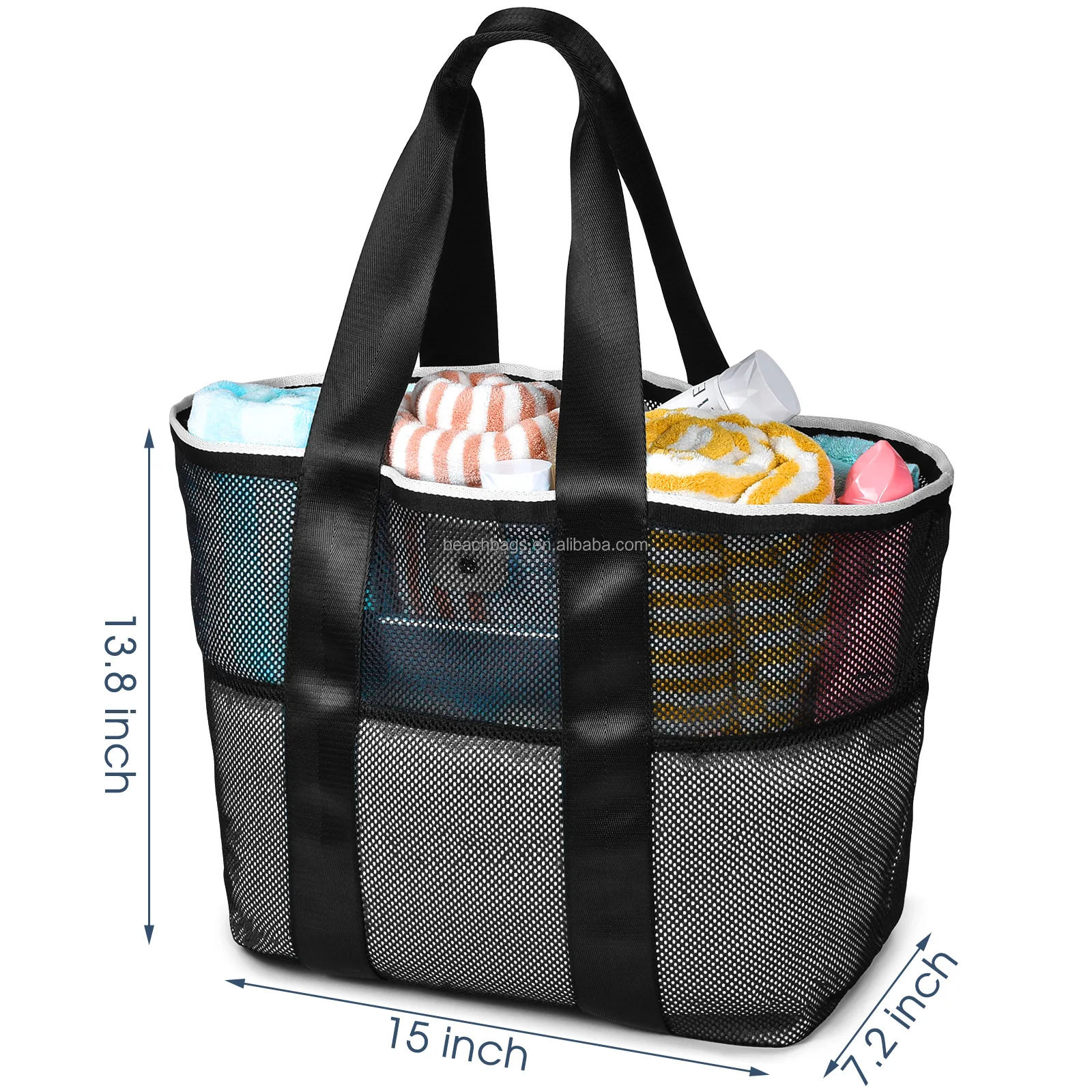 Custom brand handbags sublimation beach tote bag for women bolsos-para-mujeres- online Large mesh shopping ipsy glam beach bag