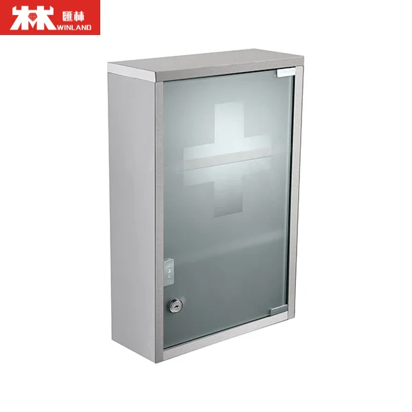 Medicine First Aid Medical Wall Mounted Medicine Cabinet Cupboard Locker with 2 Shelves & Lockable