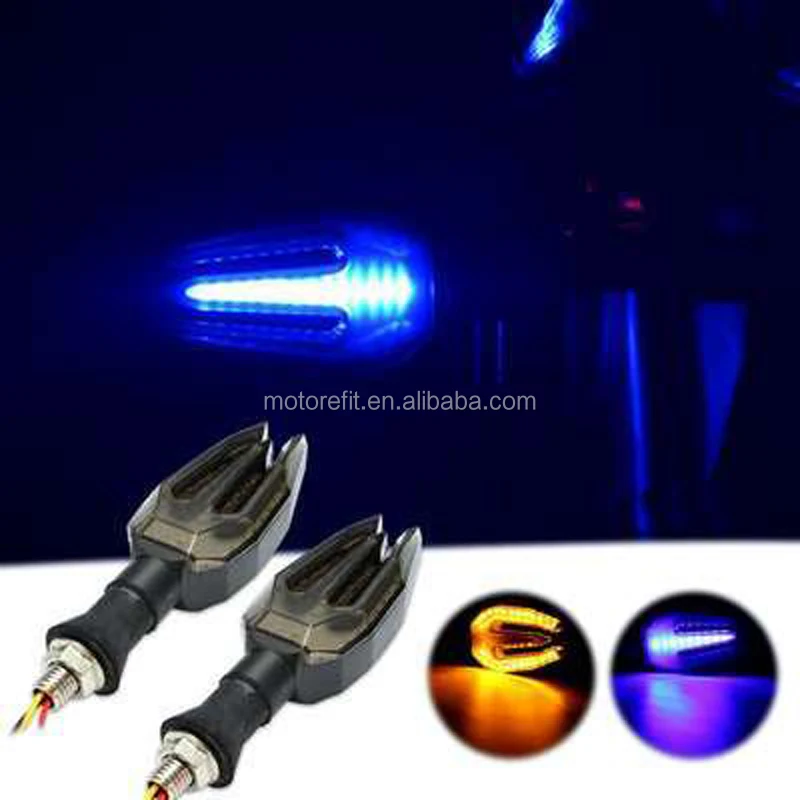 Motorefit Motorcycle Amber and Blue LED Turn Signals Indicator Flashing Lights Blinkers Water Fllowing