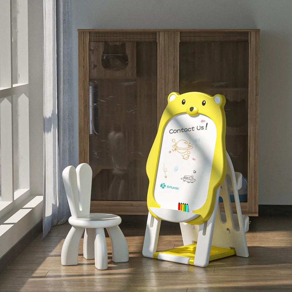 painting frame stand Paint Brush Set Foldable Children Easel Magic Kids Magnetic Painting Drawing White Kid Draw Board Stand