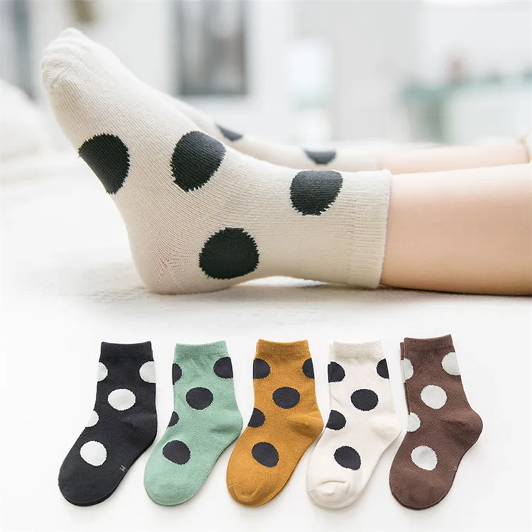 
Wholesale Warm Fleece Terry Kids Winter Socks Designer Polka Dots Children Socks 