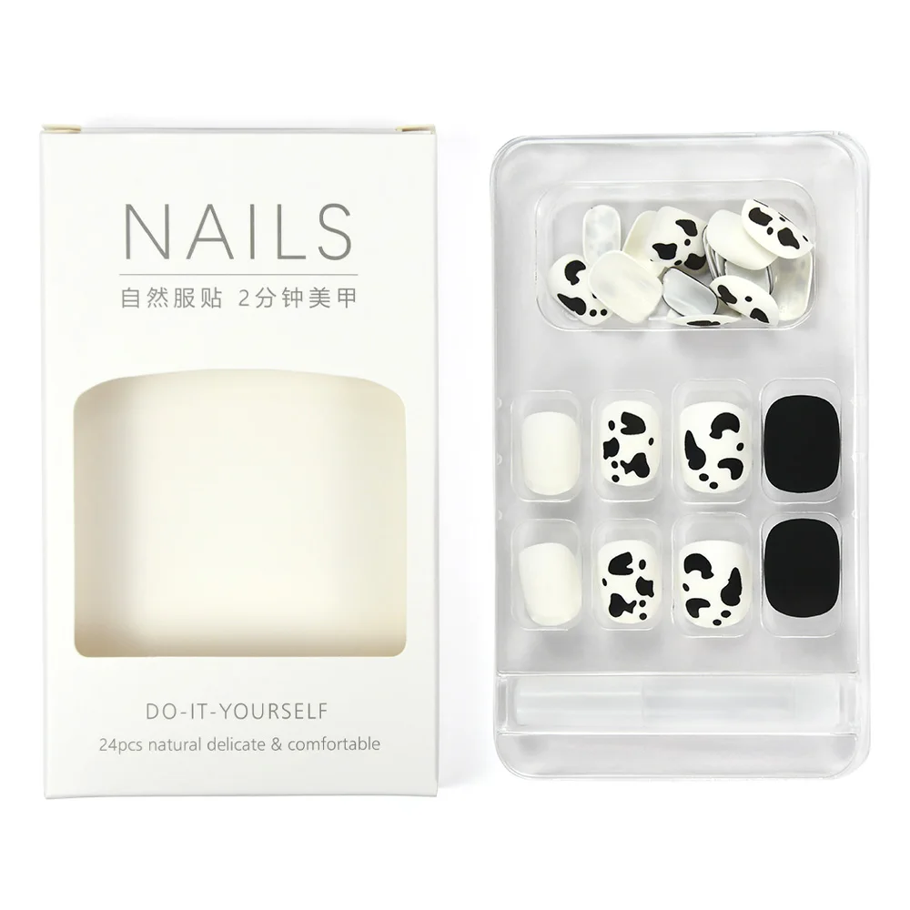 New Leopard Nails Press On French Coffin Acrylic Nails Artificial Fingernails Handmade False Gel Nail Tips for DIY