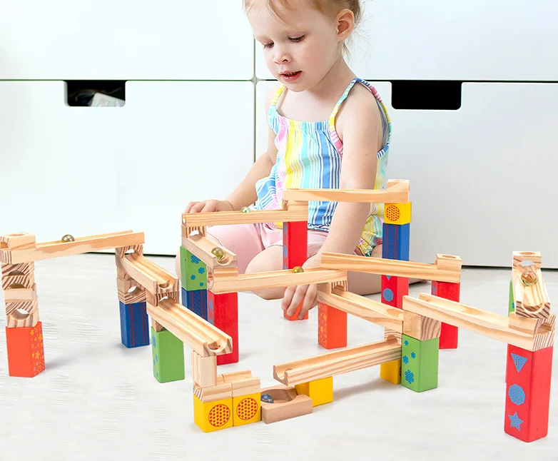 outdoor Nootropic parent-child wooden stacking tower Marbles building blocks tumbling tower games toys