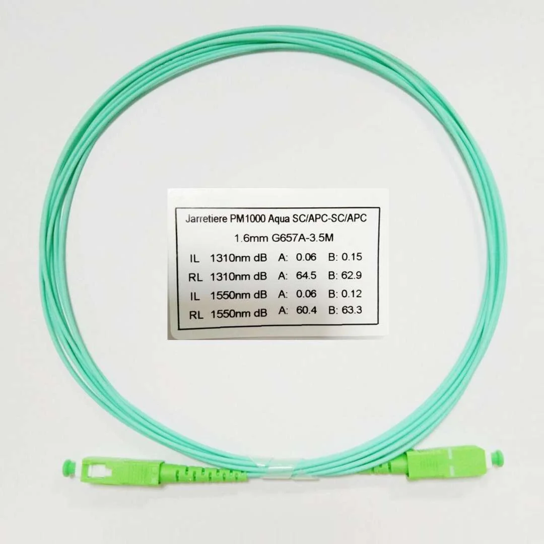 hot selling FTTH 1.6mm fiber optic cable 3.5m patch cord SC simplex APC sm sx