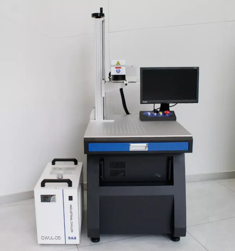 Laser printing on perfume bottle acrylic pvc plastic 3w 5w uv laser marking machine spectacle lens metal glass engraving