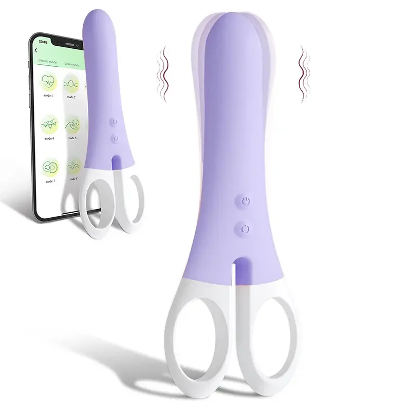 New Design Scissors Shape Silicone Music Mode Remote App Control Sex Toy Vibrator For Women