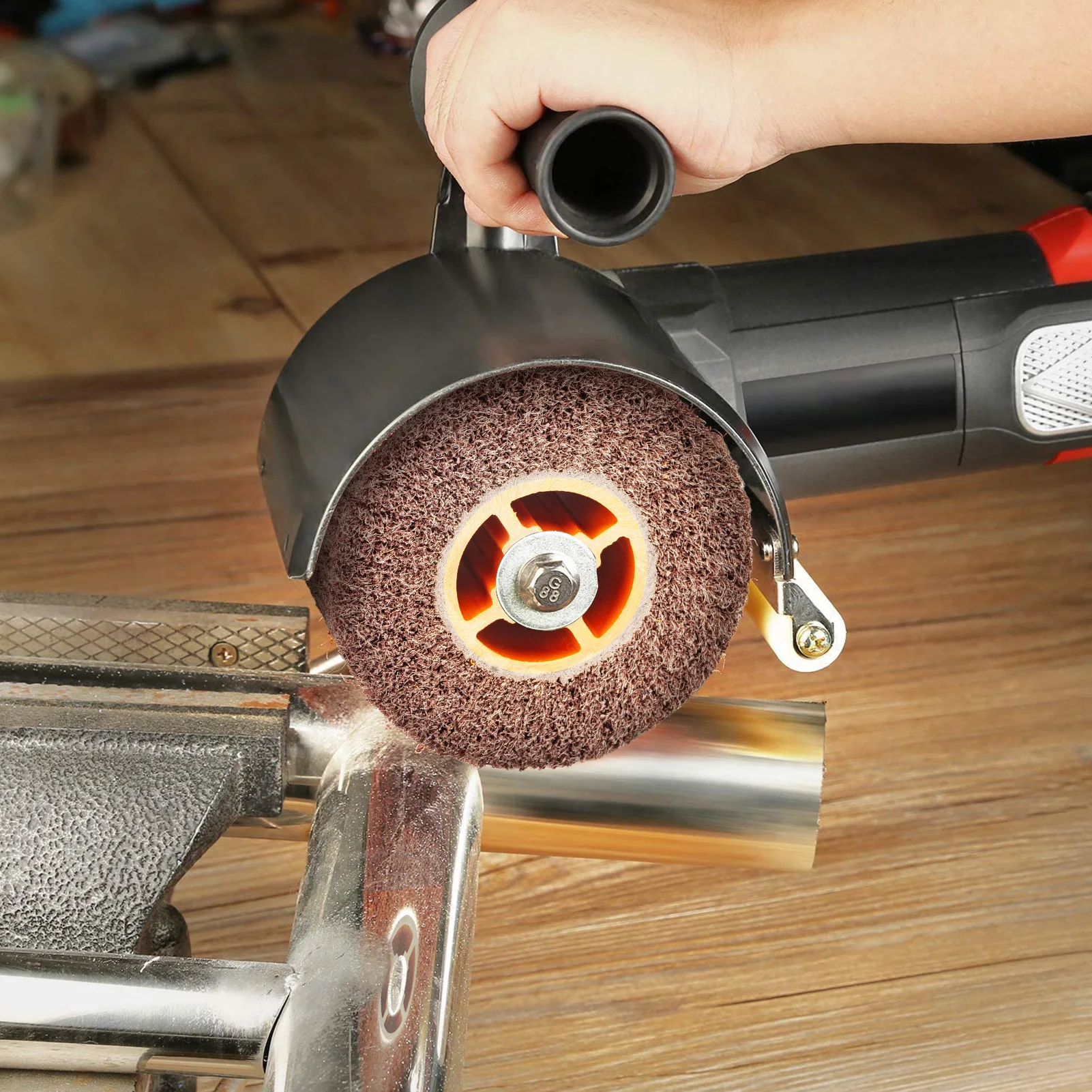 110 x 100 x19 mm Wire Drawing Burnishing Polishing Wheel Non-Woven Abrasive Flap Wheels For The Surface Treatment