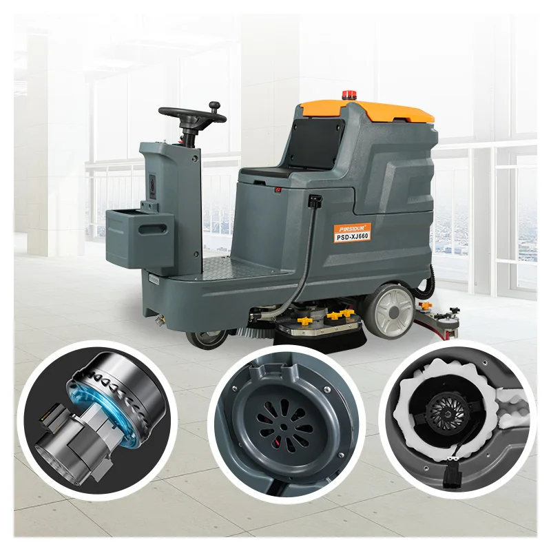 PSD-XJ660 Industrial Battery-Operated Ride-On Electric Floor Washing Machine Floor Cleaning Scrubber