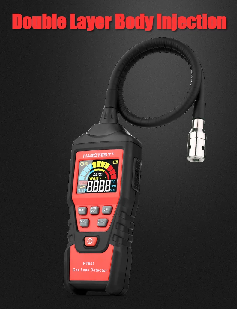  Детектор Утечки Газа HT601 от Habotest с индикатором датчика легковоспламеняющихся газов в диапазоне 0 до 9999