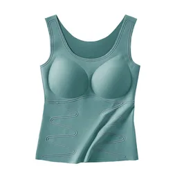 Ama Larsi High fashion Ladies Thick Thermal Top Traceless Knitted Camisoles Anti Static Thick Winter Thermal Underwear