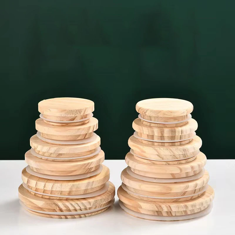 Customization Wooden Bamboo Lids Candle Glass Jars With Wood Covers Bamboo Lids For Candle Jar Storage Bottle Cup