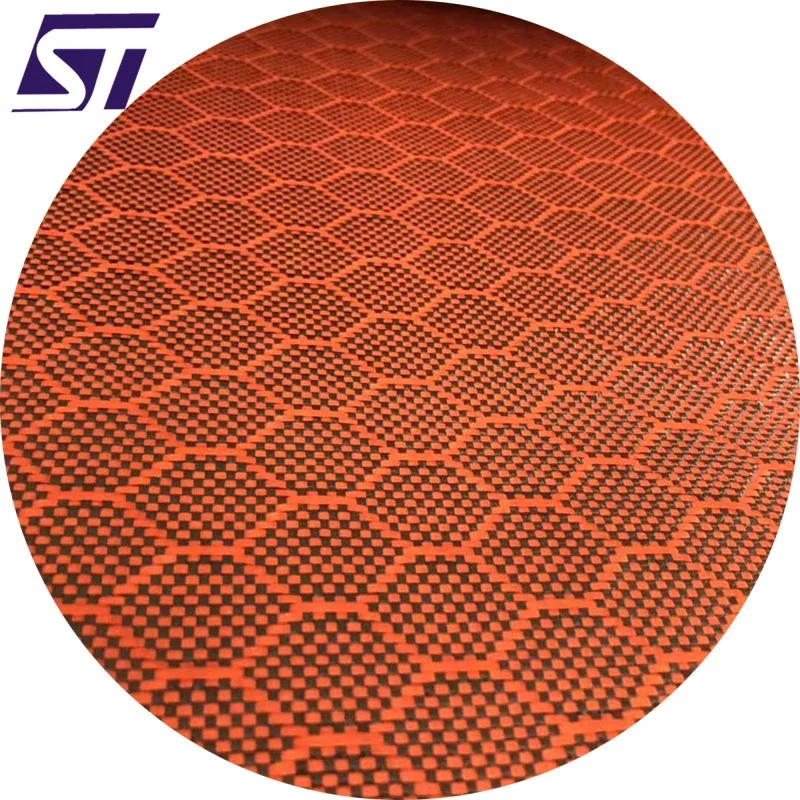Orange Hexagon Carbonfabric , Aramid carbon cloth, Honeycomb  fabric