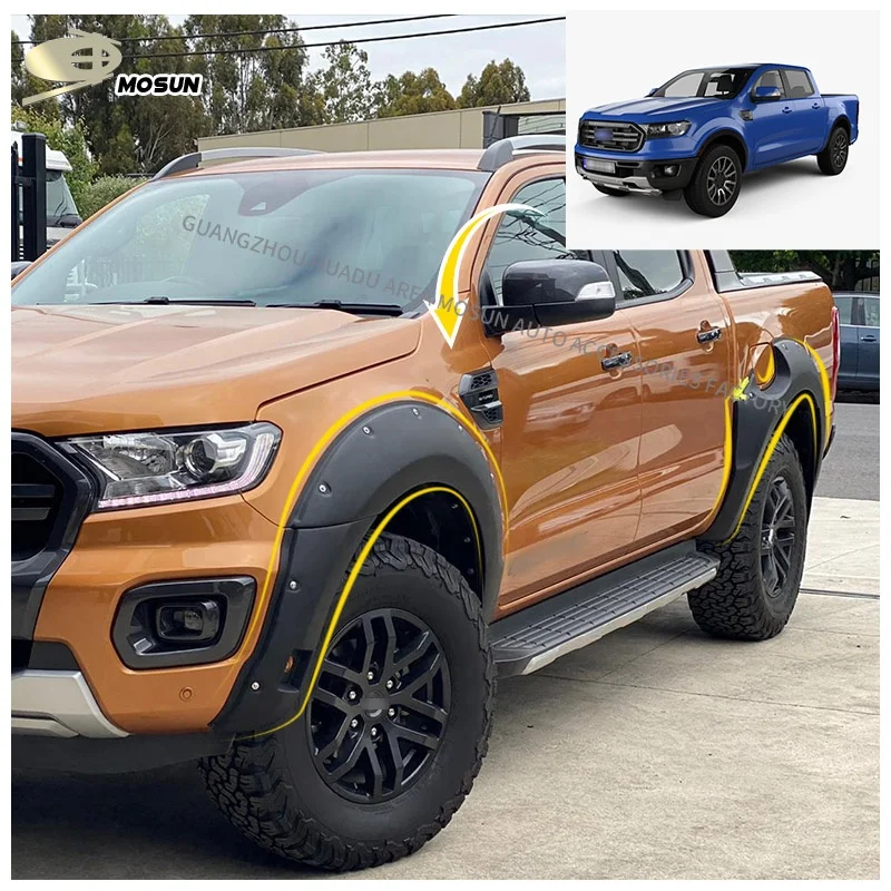 ABS Fender Flare For FORD RANGER T8 2019-2022 Bolted wheel arch Pocket Rivet Eyebrow Protector Other Exterior Accessories
