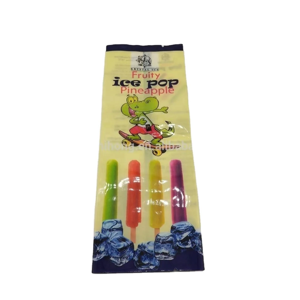 Custom printed food safety OPP back sealed plastic ice popsicle wrapper bag packaging material