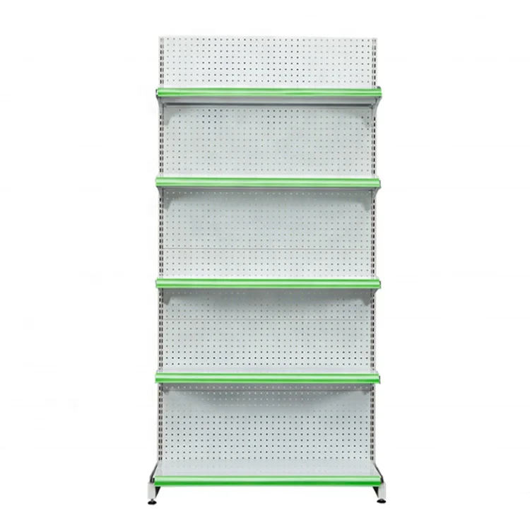 Heavy duty ordinary back plate single side metal display supermarket open shelf