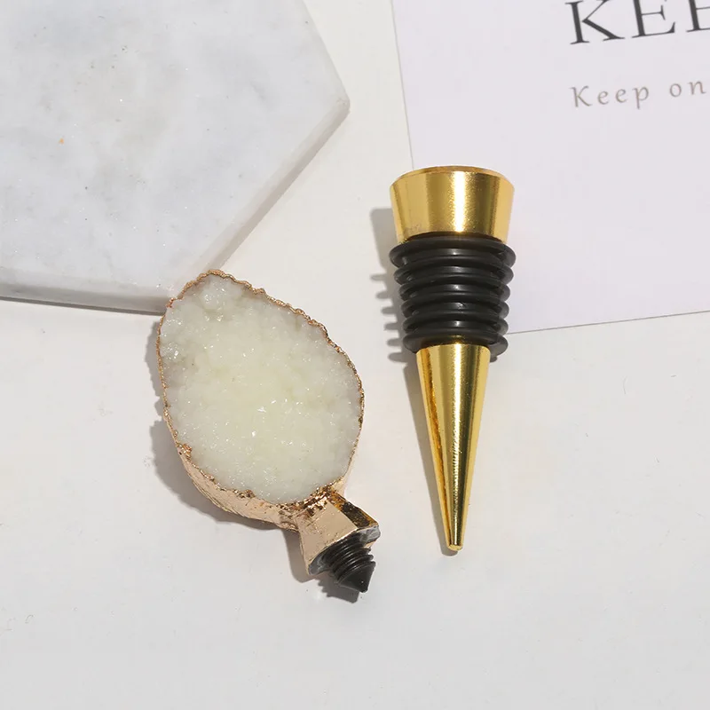 New Creative Light Luxury Glass Wine Stopper Agate Fashion Color Crystal Hole Fashionable Wine