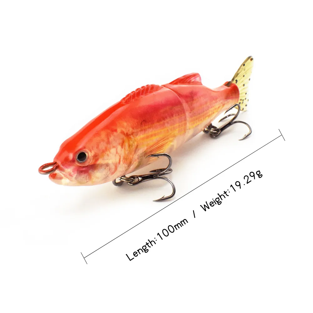 10cm PVC soft tail 2 sections simulation bait ABS plastic lure bait S-shaped swimming posture sinking multi-section bait