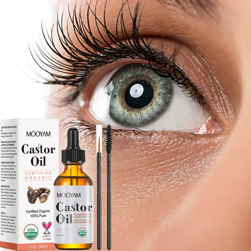 100% Natural Castor Oil Cold Pressed Organic Castor Oil for Moisturizing Dry Skin Hair Eyelashes Growth Castor Essential Oil