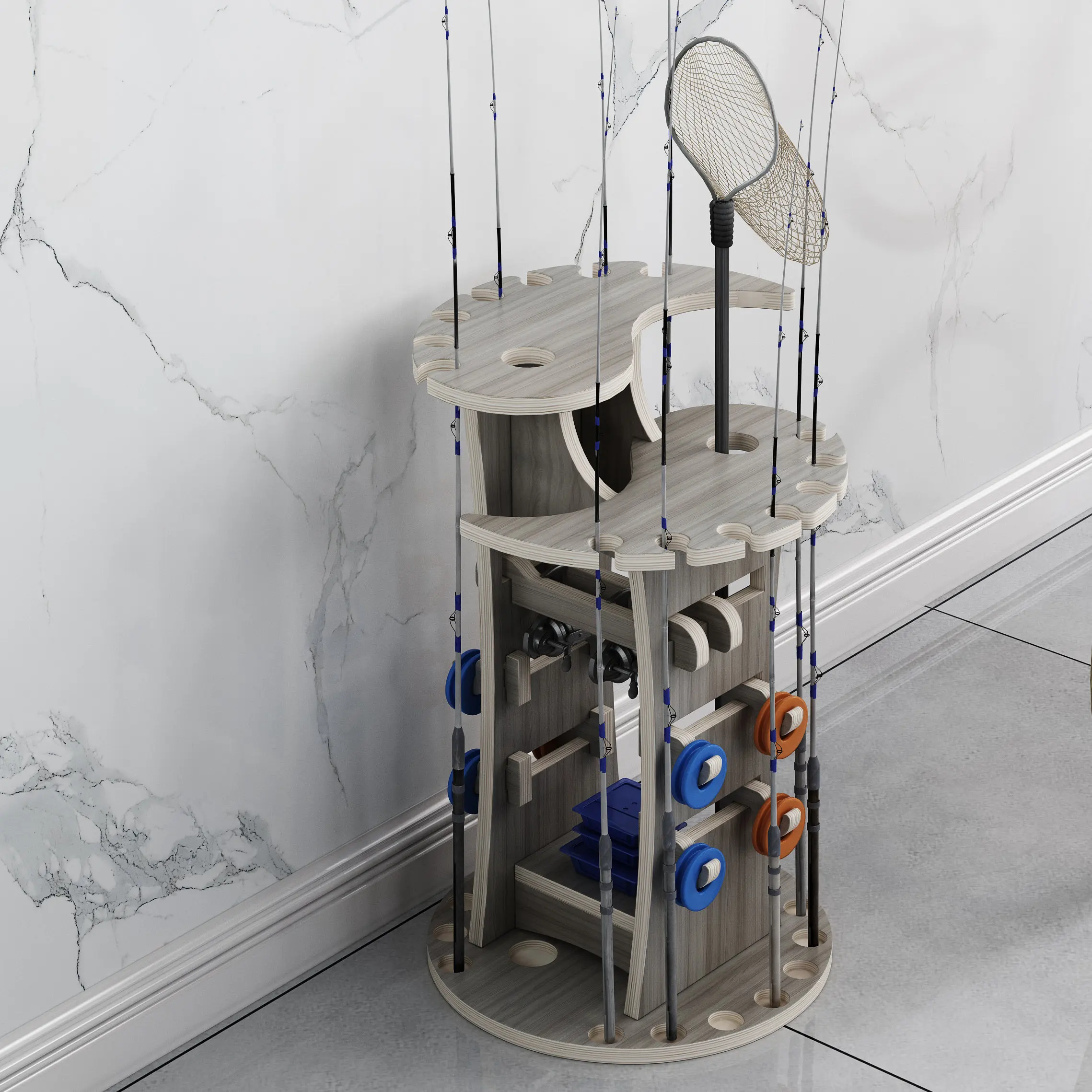 Уникальный дизайн, функциональная круглая деревянная стойка для удочки, держатель без винта