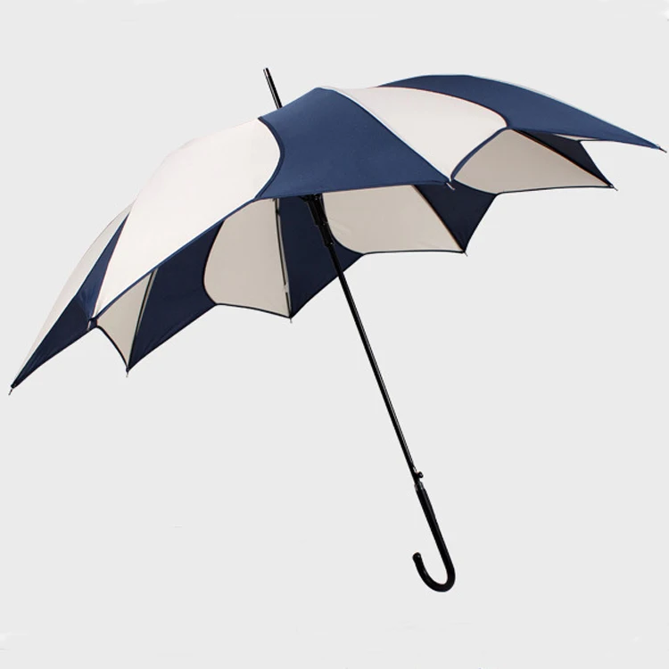 LOTUS China Manufacturer Fiberglass Ribs Flower Shape Design umbrella Hook Handle Umbrella for Rain and Sunshine