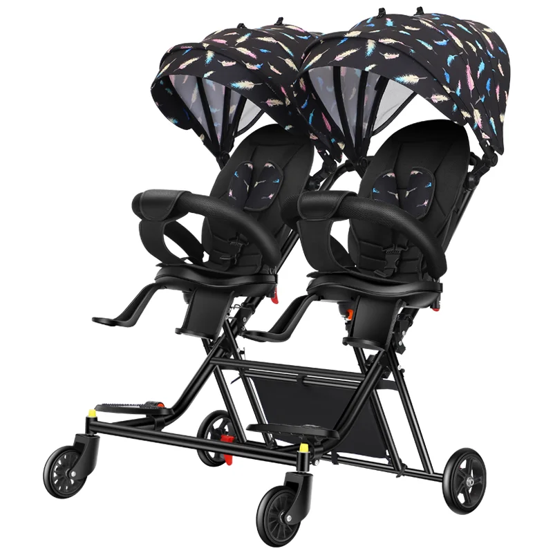 Double Baby Stroller Can Sit And Lie Two-Way Portable Folding Shock Absorbent Baby Stroller For Nnewborn Children