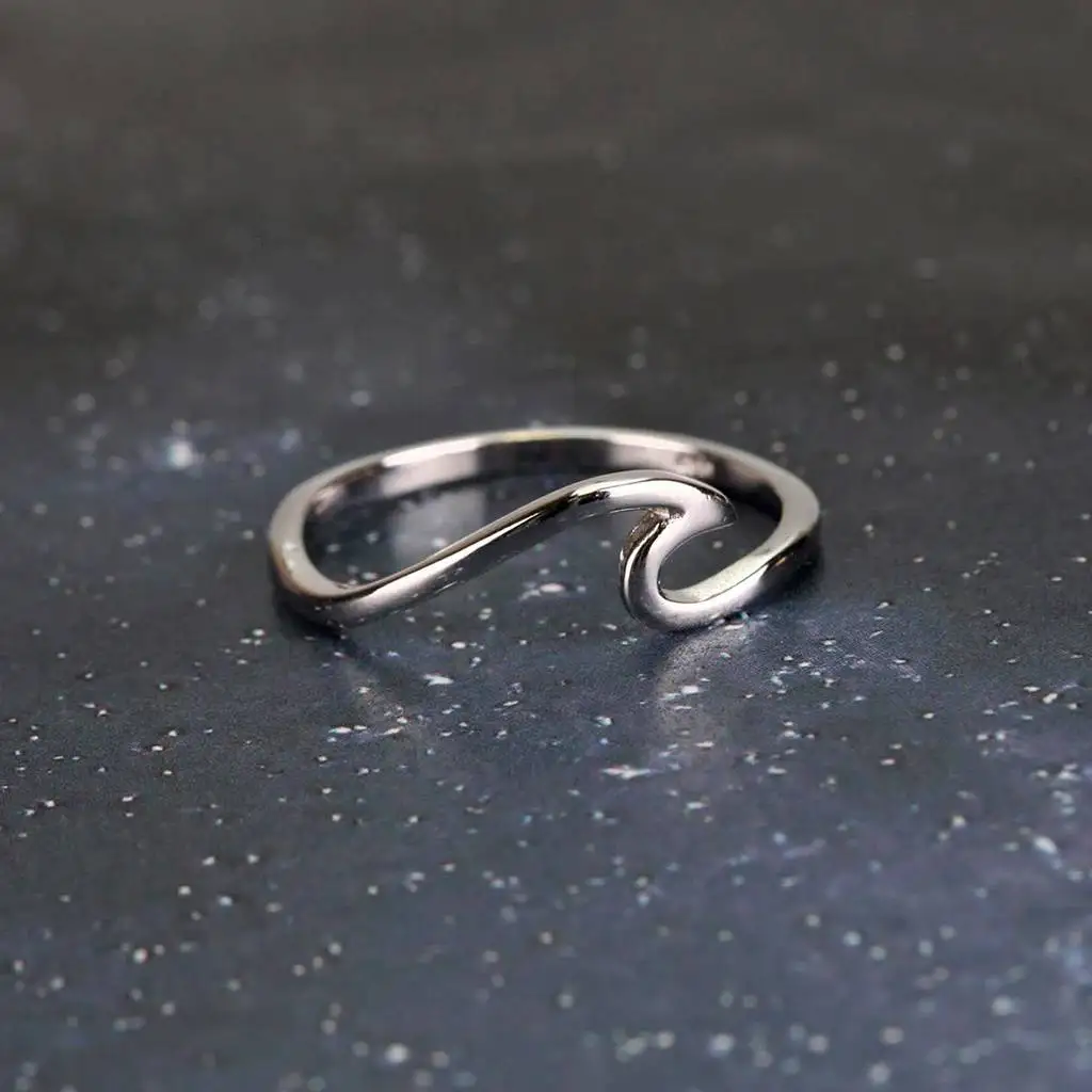 Hot Sale Fashion Gold Wave 925 Silver Ring Jewellery India Sterling Silver Waves Ring