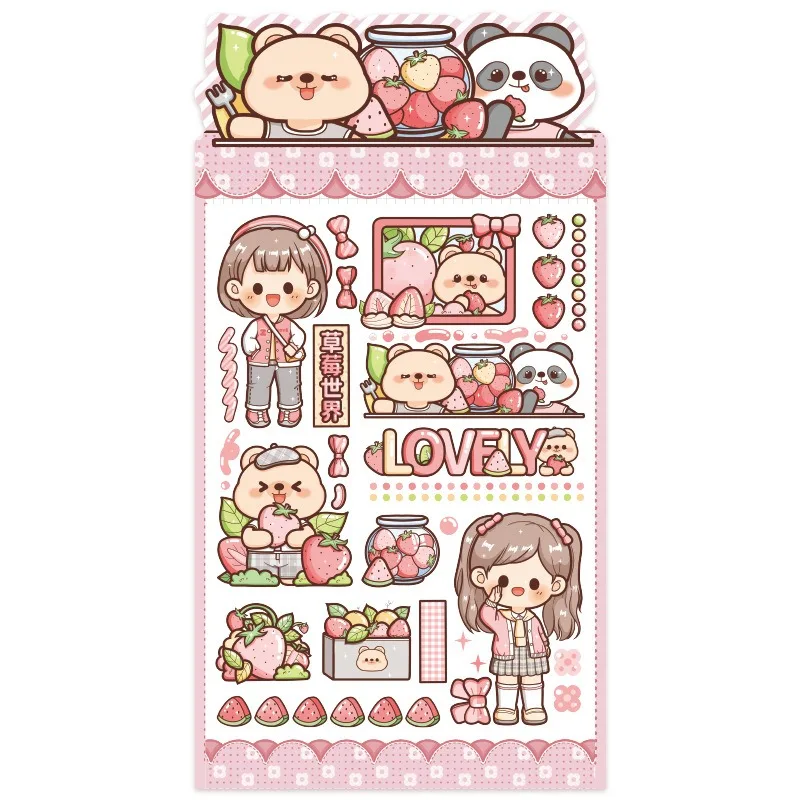 PET Cute Diary Stickers Kids Cartoon Kawaii Stationery Label Art Journal Stickers