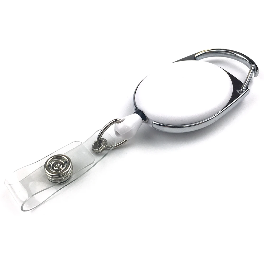 Customized  Carabiner Retractable Badge Reel holder With Back Clip ID Card Yoyo Badge Holder Keychain
