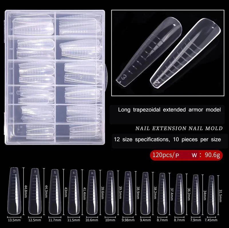Factory Direct Nail Crystal Extension Nail Model Paperless Holder Quick Phototherapy Nail Plate 120 Pieces In A Box